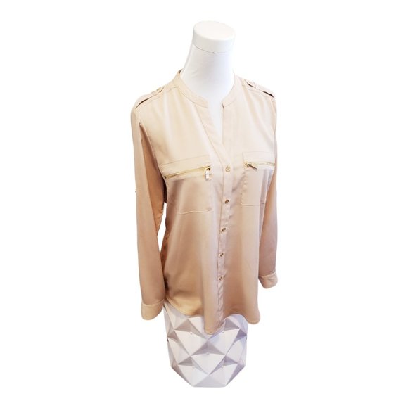 Calvin Klein Blouse with Roll-Up Sleeves - Size Medium - Picture 9 of 11